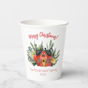 Niedliche Wasserfarbe Frohe Weihnachten Pappbecher