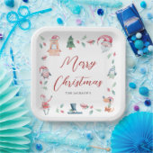Niedliche Wasserfarbe Frohe Weihnachten Personalis Pappteller (Party)