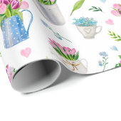 Niedliche Wasserfarbe Frühling Blume Muster Frohe  Geschenkpapier (Rolleneckpunkt)