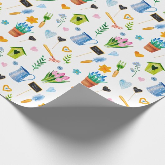 Niedliche Wasserfarbe Frühling Blume Muster Frohe Geschenkpapier (Ecke)