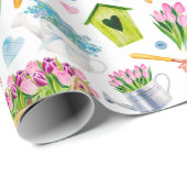 Niedliche Wasserfarbe Frühling Blume Muster Frohe  Geschenkpapier (Rolleneckpunkt)