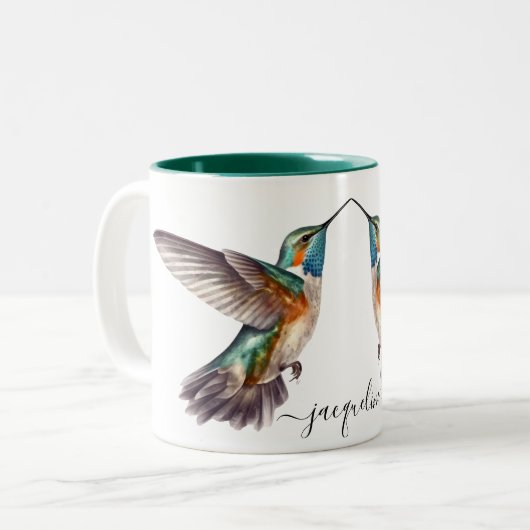 Niedliche Wasserfarbe Funny Hummingbird Persönlich Zweifarbige Tasse (Vorderseite Links)