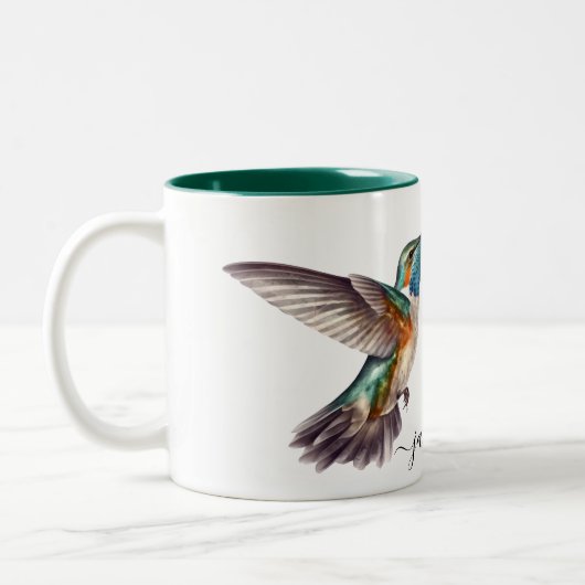 Niedliche Wasserfarbe Funny Hummingbird Persönlich Zweifarbige Tasse (Links)