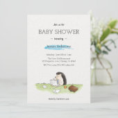 Niedliche Wasserfarbe für Baby Boy Einladung (Stehend Vorderseite)