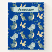 Niedliche Wasserfarbe für blaues Dinosauriermuster Notizblock (Rückseite)