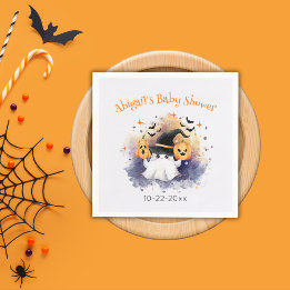 Niedliche Wasserfarbe Ghost Pumpkin Baby Dusche Na Serviette