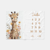 Niedliche Wasserfarbe Giraffe Baby Milestone Fleecedecke (Vorderseite (Horizontal))
