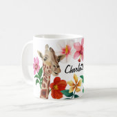 Niedliche Wasserfarbe Giraffe Name Kaffeetasse (Vorderseite Links)
