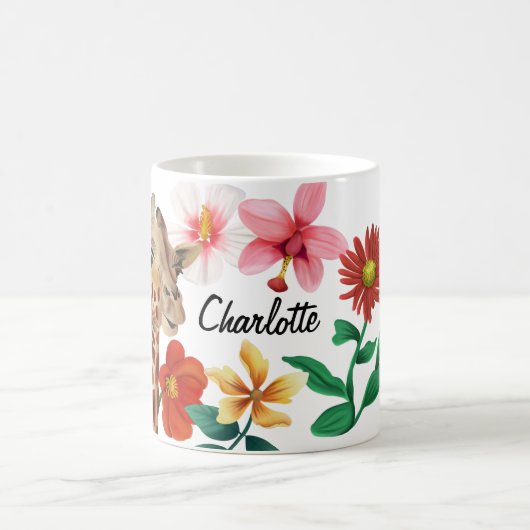 Niedliche Wasserfarbe Giraffe Name Kaffeetasse (Mittel)