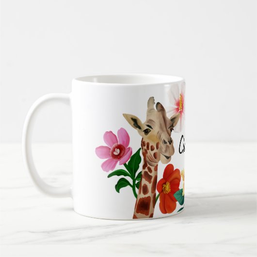 Niedliche Wasserfarbe Giraffe Name Kaffeetasse (Links)
