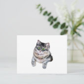 Niedliche Wasserfarbe Grau Tabby Katze Postkarte (Stehend Vorderseite)