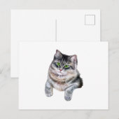 Niedliche Wasserfarbe Grau Tabby Katze Postkarte (Vorne/Hinten)
