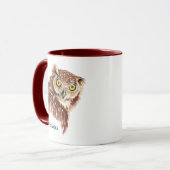 Niedliche Wasserfarbe Grumpy Night Owl Bird Art Tasse (Vorderseite Links)