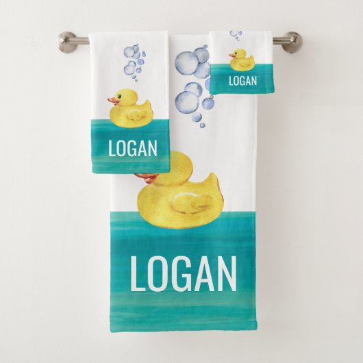 Niedliche Wasserfarbe Gummi Duck Badewanne Buben B Badhandtuch Set (Insitu)