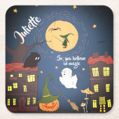 Niedliche Wasserfarbe Halloween Personalisiert Rechteckiger Pappuntersetzer (Vorderseite)