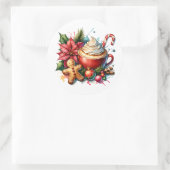 Niedliche Wasserfarbe Heiße Kakao, Süßigkeiten und Runder Aufkleber (Tasche)