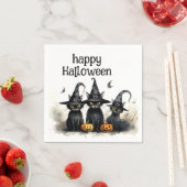 Niedliche Wasserfarbe Hexenkatze Kürbiskins Hallow Serviette (Beispiel)