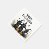 Niedliche Wasserfarbe Hexenkatze Kürbiskins Hallow Serviette (Ecke)