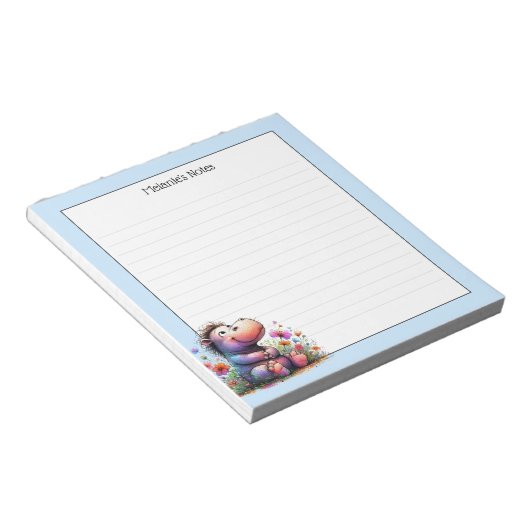 Niedliche Wasserfarbe Hippo Lined Notizblock (angewinkelt)