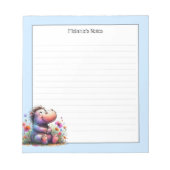 Niedliche Wasserfarbe Hippo Lined Notizblock (Vorderseite)