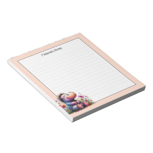 Niedliche Wasserfarbe Hippo Lined Notizblock (angewinkelt)