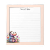 Niedliche Wasserfarbe Hippo Lined Notizblock (Vorderseite)