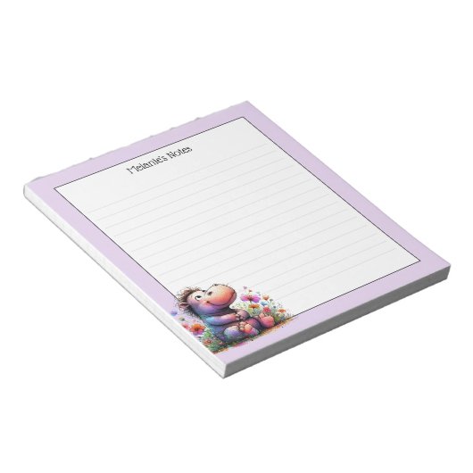 Niedliche Wasserfarbe Hippo Lined Notizblock (angewinkelt)