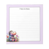 Niedliche Wasserfarbe Hippo Lined Notizblock (Vorderseite)