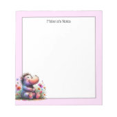 Niedliche Wasserfarbe Hippo Notizblock (Vorderseite)