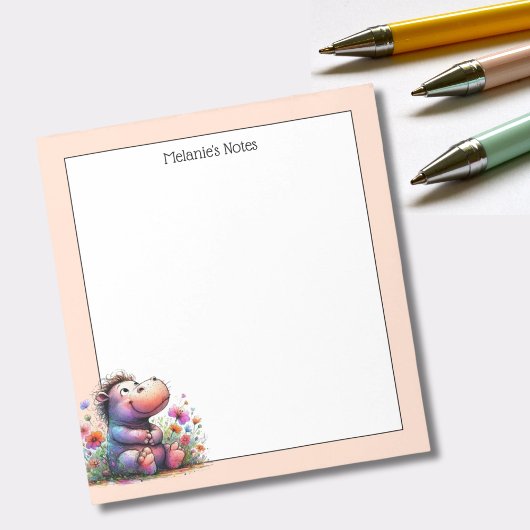 Niedliche Wasserfarbe Hippo Notizblock