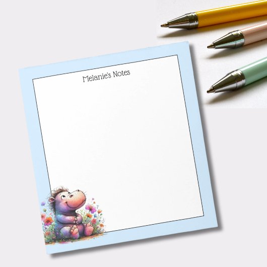 Niedliche Wasserfarbe Hippo Notizblock