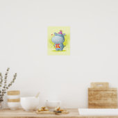 Niedliche Wasserfarbe Hippo | Perfektes Geschenk Poster (Küche)