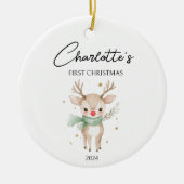 Niedliche Wasserfarbe Hirsche Custom Baby First Ch Keramik Ornament (Vorne)