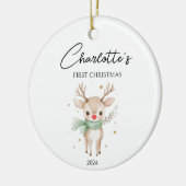 Niedliche Wasserfarbe Hirsche Custom Baby First Ch Keramik Ornament (Links)