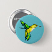 Niedliche Wasserfarbe Hummingvogel & weiße Punkte Button (Vorne & Hinten)