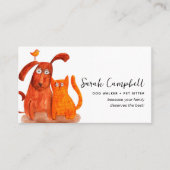 Niedliche Wasserfarbe Hund zu Fuß Haustier Sitzen Visitenkarte (Vorderseite)