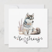 Niedliche Wasserfarbe Husky ist stark kalligraphis Einladung (Vorderseite)