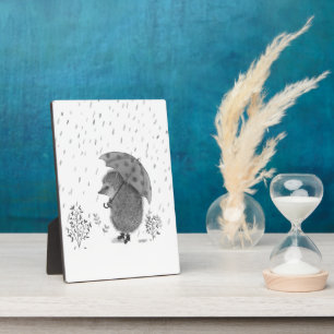 Niedliche Wasserfarbe Igel Regentag Whimsikum Fotoplatte
