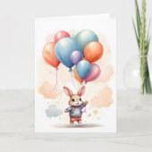 Niedliche Wasserfarbe Kaninchen Big Balloons Leere Karte (Vorderseite)