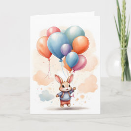Niedliche Wasserfarbe Kaninchen Big Balloons Leere Karte