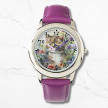Niedliche Wasserfarbe Katze Hübsche Blume Girl