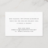 Niedliche Wasserfarbe Katze Hund Bunny Pet Sitter  Visitenkarte (Rückseite)