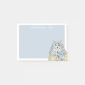 Niedliche Wasserfarbe Katze mit Individuelle Name Post-it Klebezettel (Vorderseite)