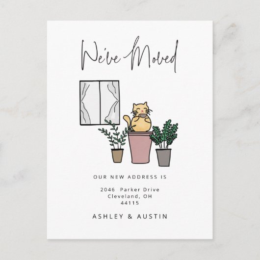 Niedliche Wasserfarbe Katze Spaß haben wir bewegt Postkarte (Vorderseite)