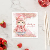 Niedliche Wasserfarbe Katze Wintermäntel Party Serviette (Beispiel)