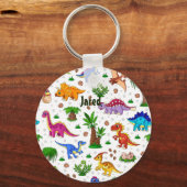 Niedliche Wasserfarbe Kinder Geburtstag Dinosaurie Schlüsselanhänger (Vorderseite)
