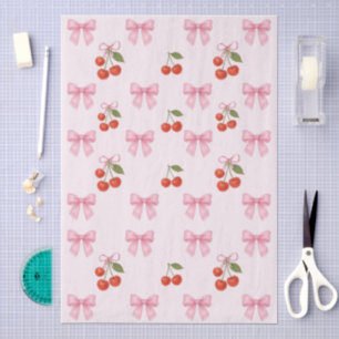 Niedliche Wasserfarbe Kirsche Pink Bow Coquette Ge Seidenpapier
