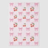 Niedliche Wasserfarbe Kirsche Pink Bow Coquette Ge Seidenpapier (Vorderseite)