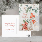 Niedliche Wasserfarbe Kitten Frohe Weihnachten