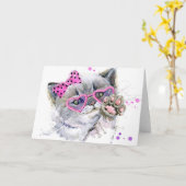 Niedliche Wasserfarbe Kitten Karte (Gelbe Blume)